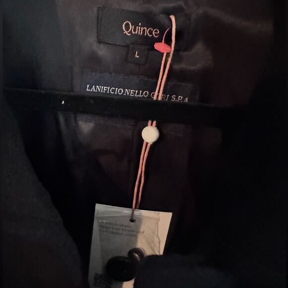 Quince Italian Wool Belted Coat in Black Size Large NWTs - Picture 8 of 9